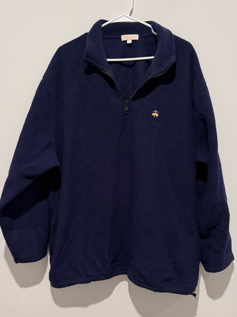Brooks Brothers Navy Half-Zip Fleece Pullover with Embroidered Logo